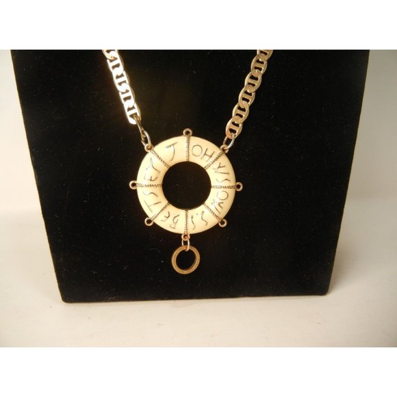 BETSEY JOHNSON RARE ENAMELED LIFE PRESERVER & HEART 14 in. unisex NECKLACE - Picture 6 of 6